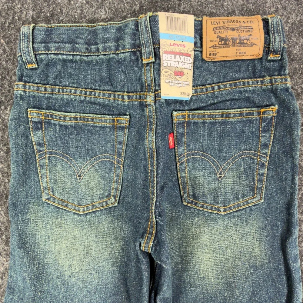 Levi's Y2K 549 Relaxed Straight Shorts Boys 7 Blue Denim NWT Adjustable Waist